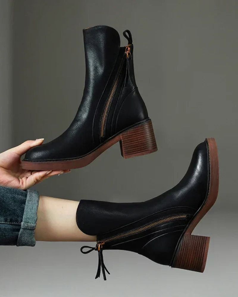 Alma | Botas de cuero con tacón cuadrado