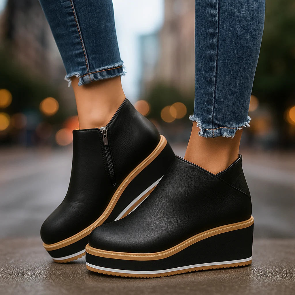 Valentina | Botines de cuña con cremallera lateral