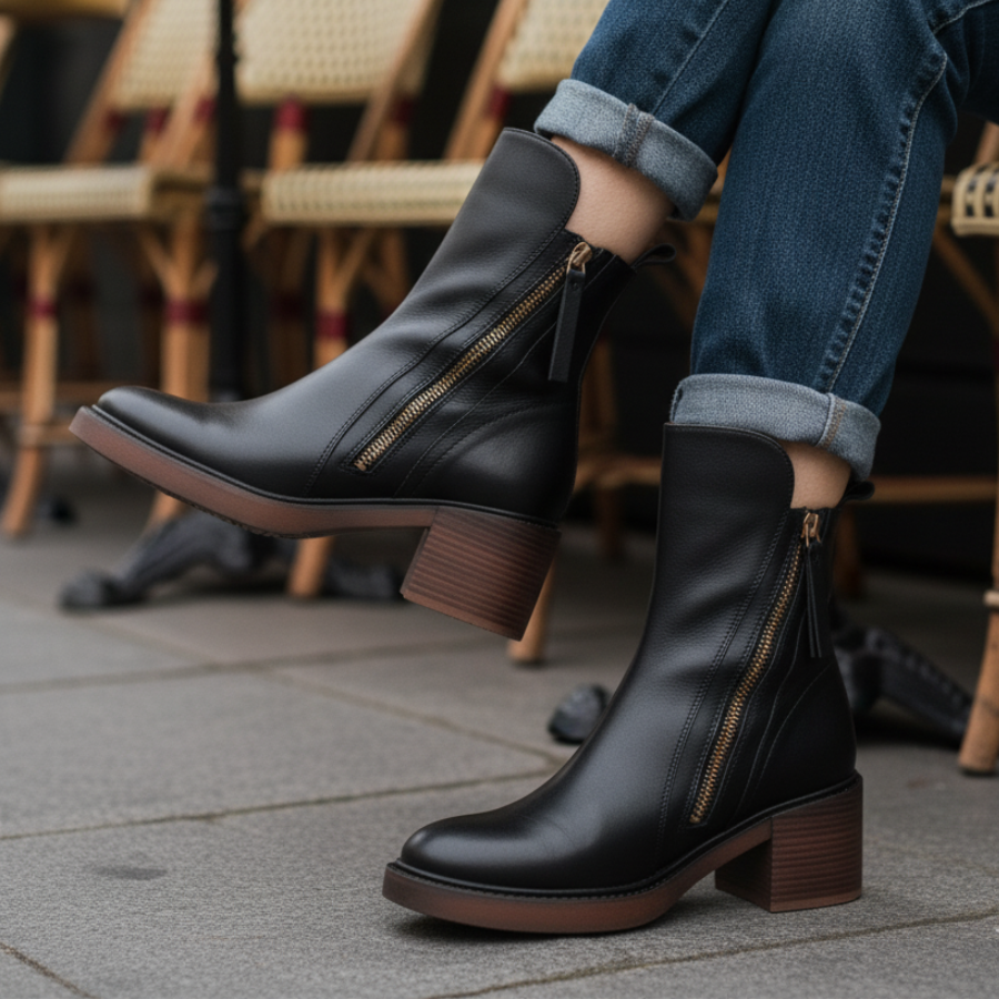 Alma | Botas de cuero con tacón cuadrado