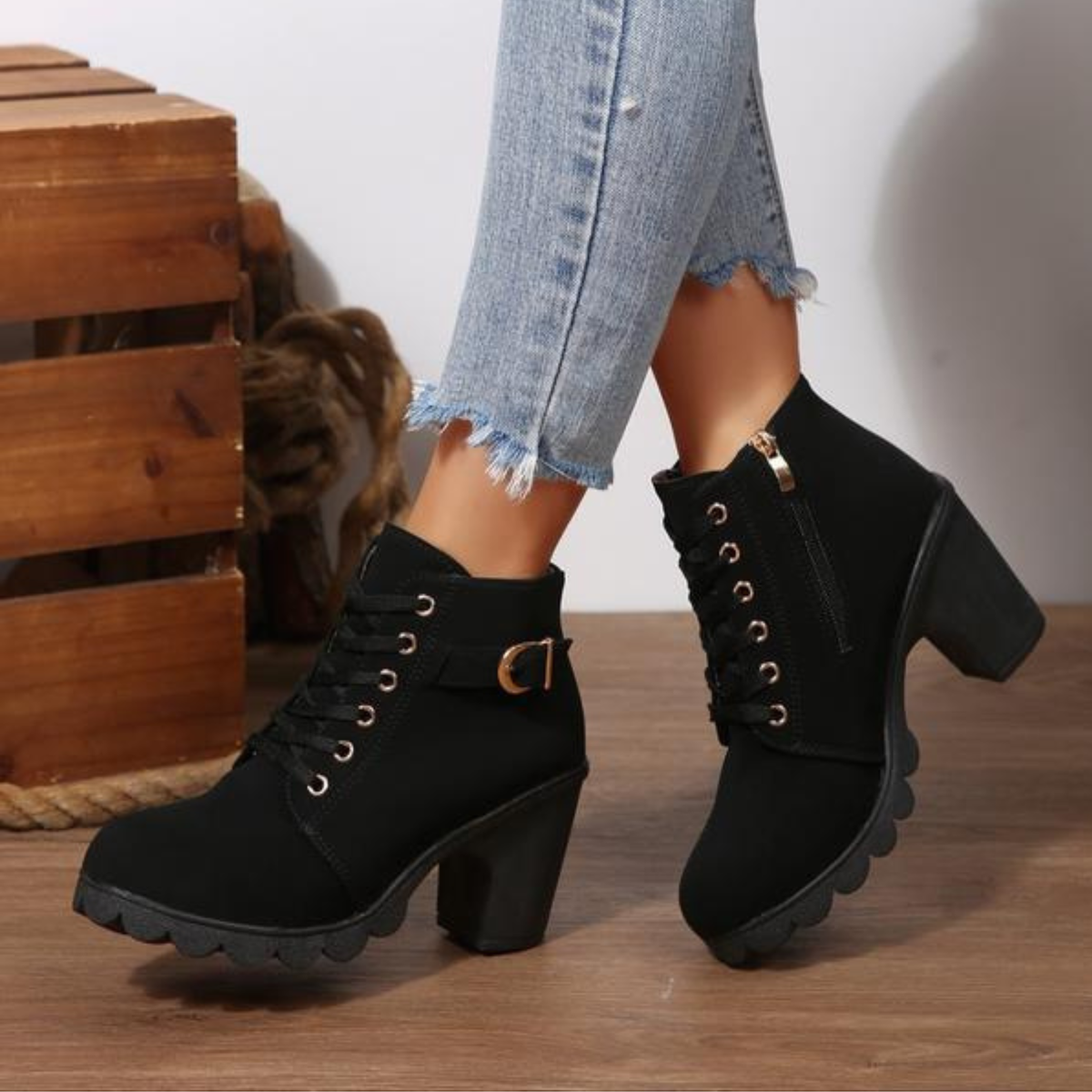 Chloe | Botines elegantes de caña baja con cordones
