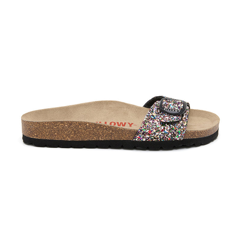 Sandalia Santa Mónica multicolor negra para mujer