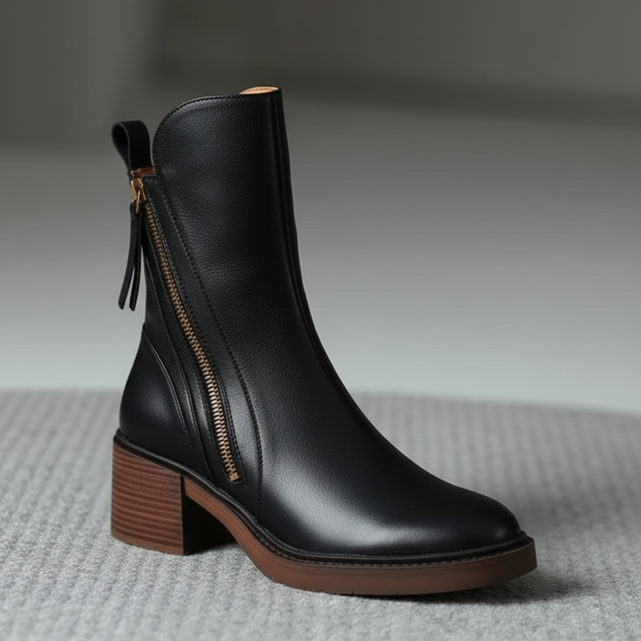 Alma | Botas de cuero con tacón cuadrado