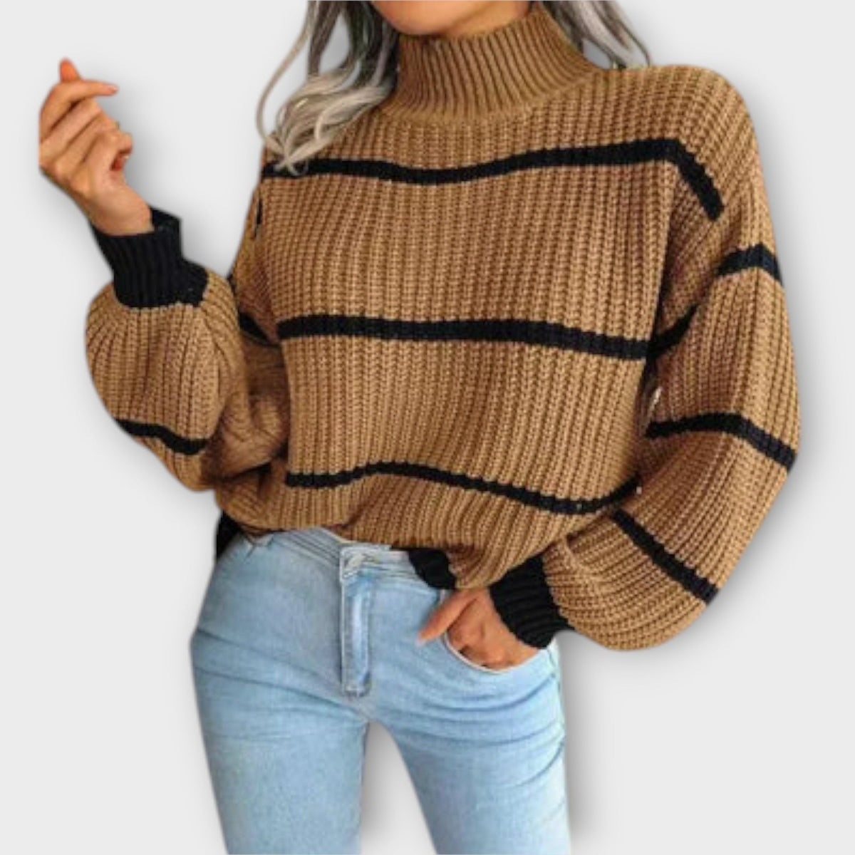 Juliana | Jersey de cuello alto a rayas