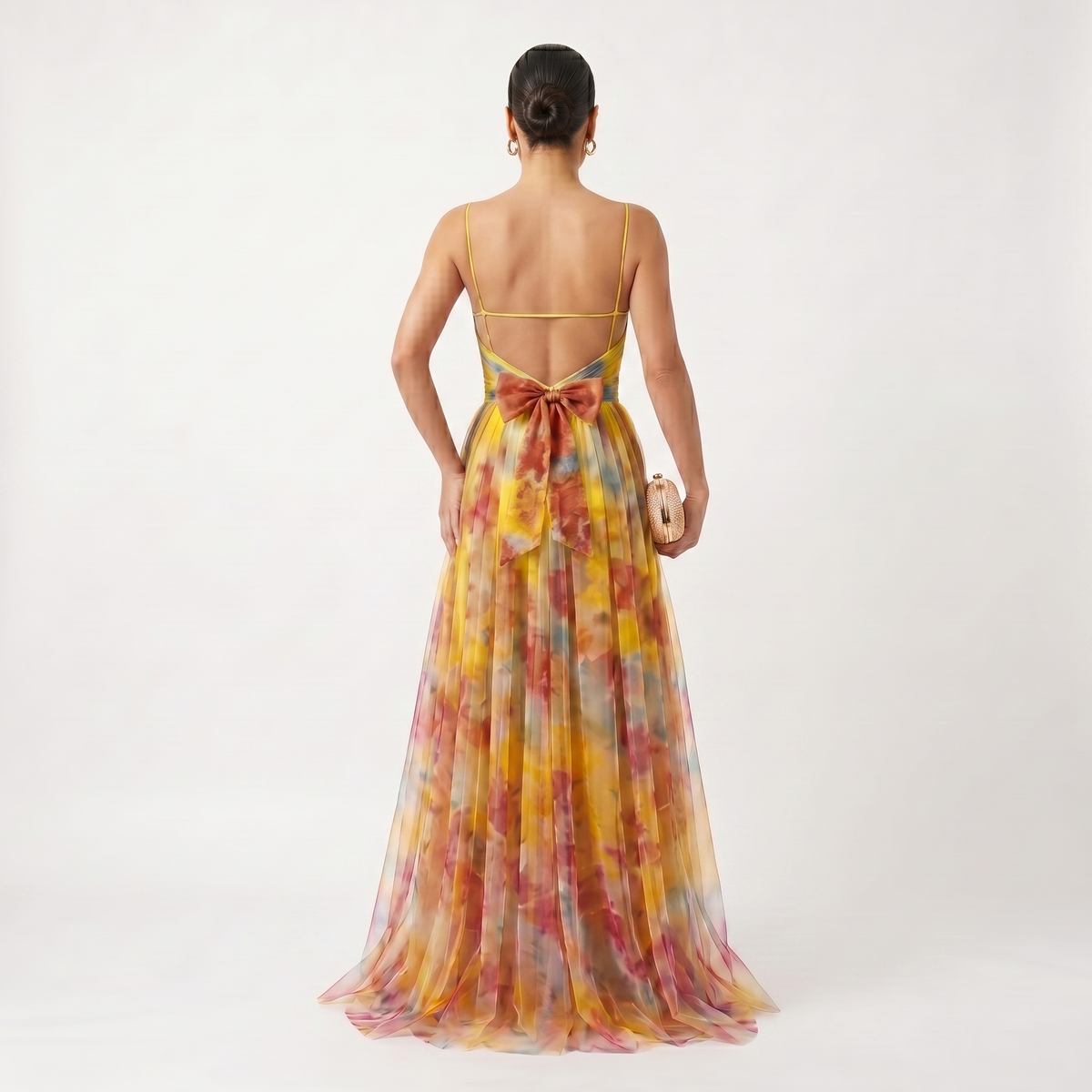 Helena | Vestido de gala en tul con estampado acuarela