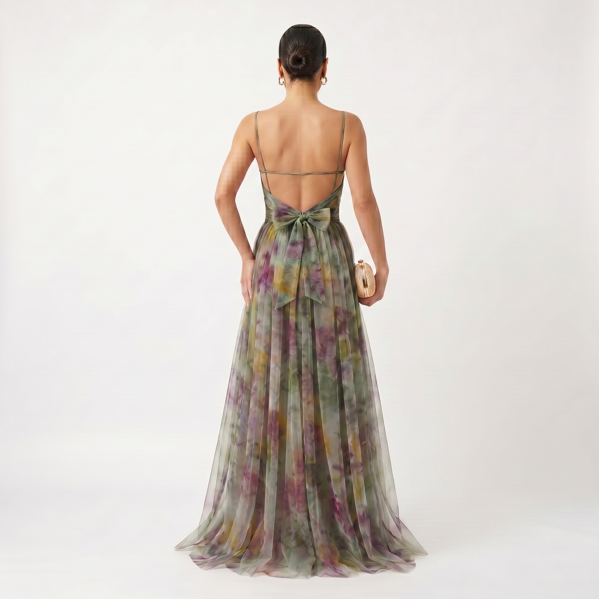Helena | Vestido de gala en tul con estampado acuarela