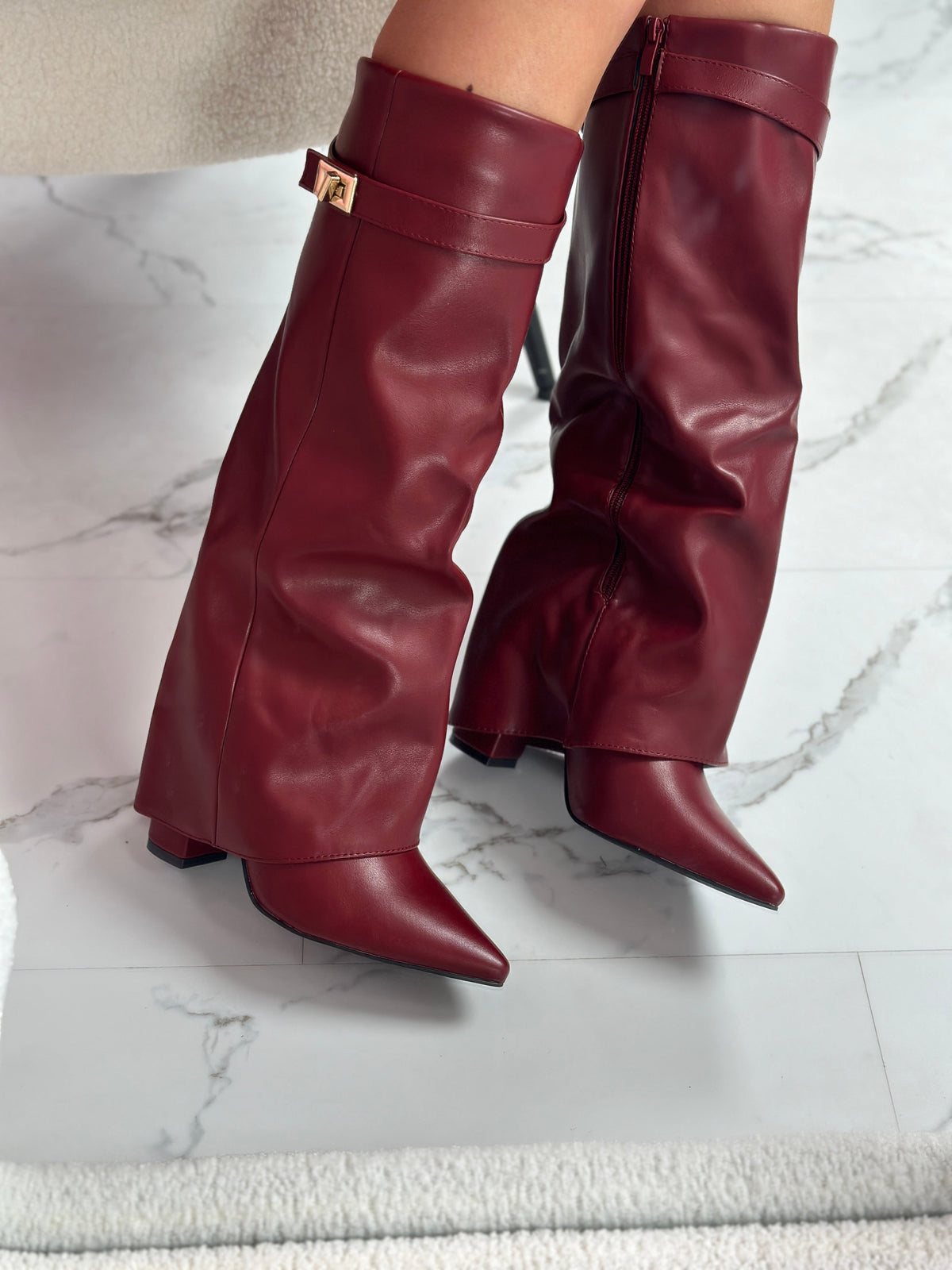 Martina | Botas de cuero color burdeos