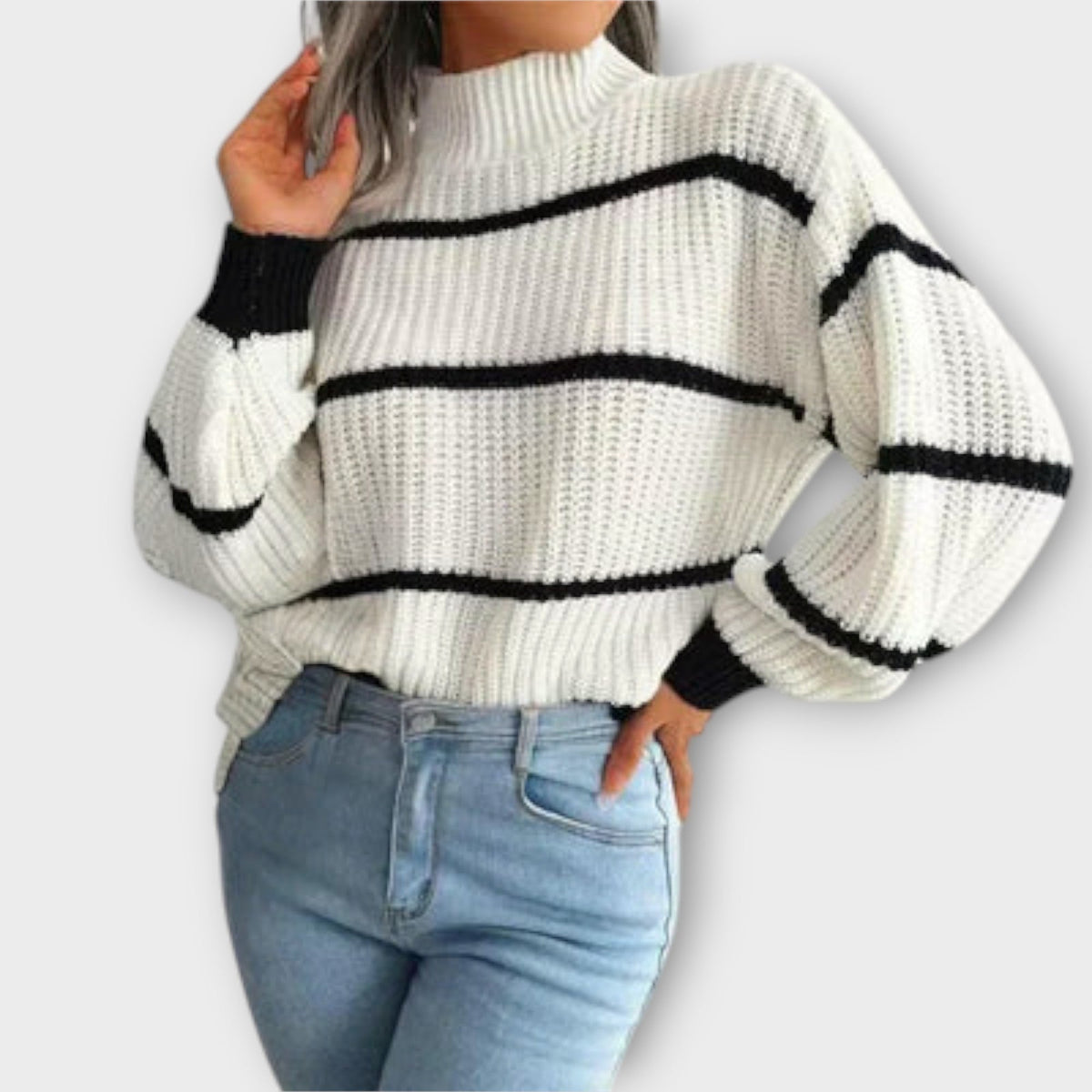 Juliana | Jersey de cuello alto a rayas