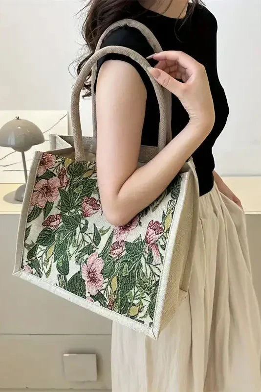 Bolsa de Yute Ecológica con Estampado Floral