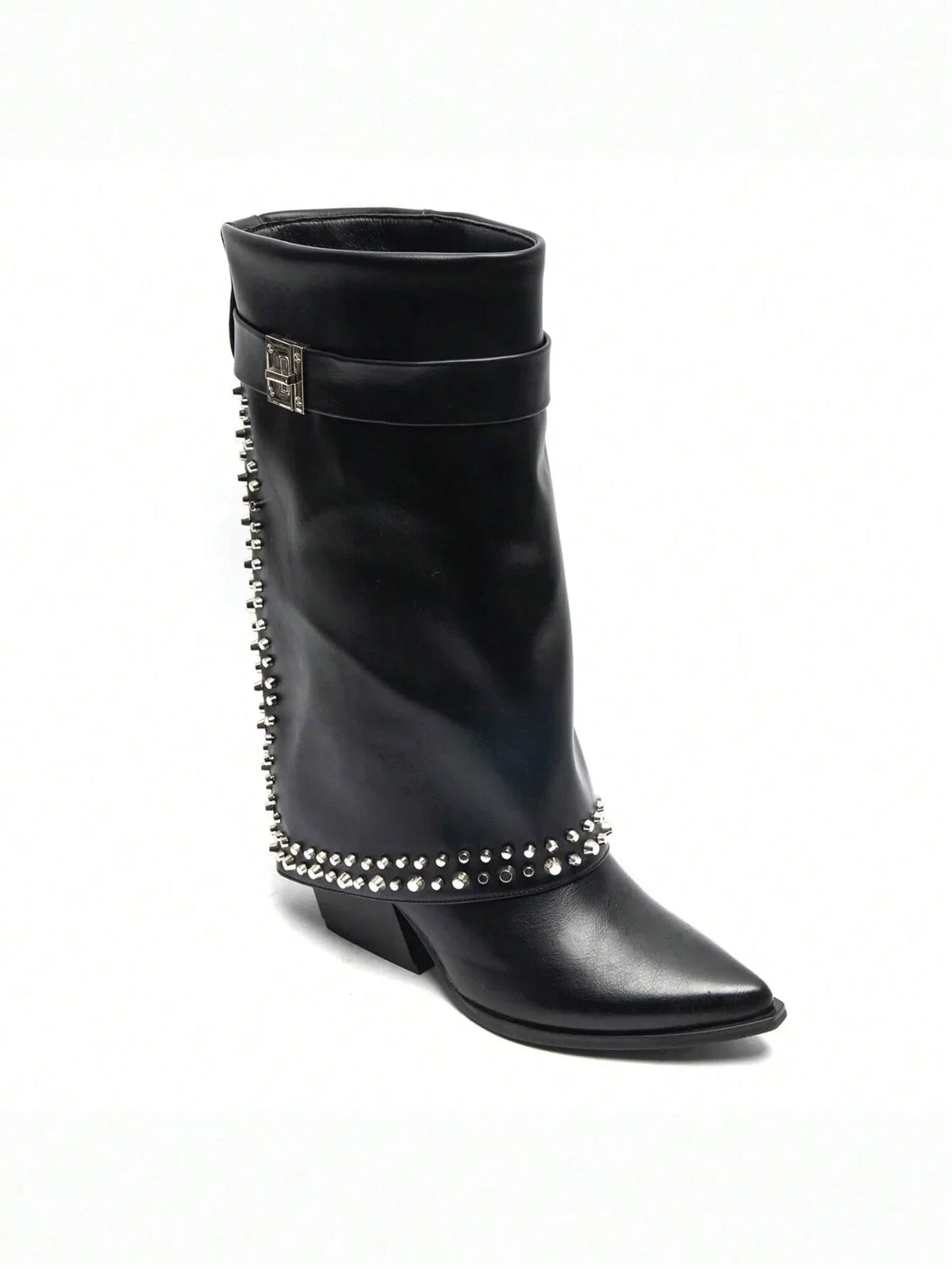 Trindade | Botas western de tacón bajo con correa decorativa y tachuelas metálicas de fantasía