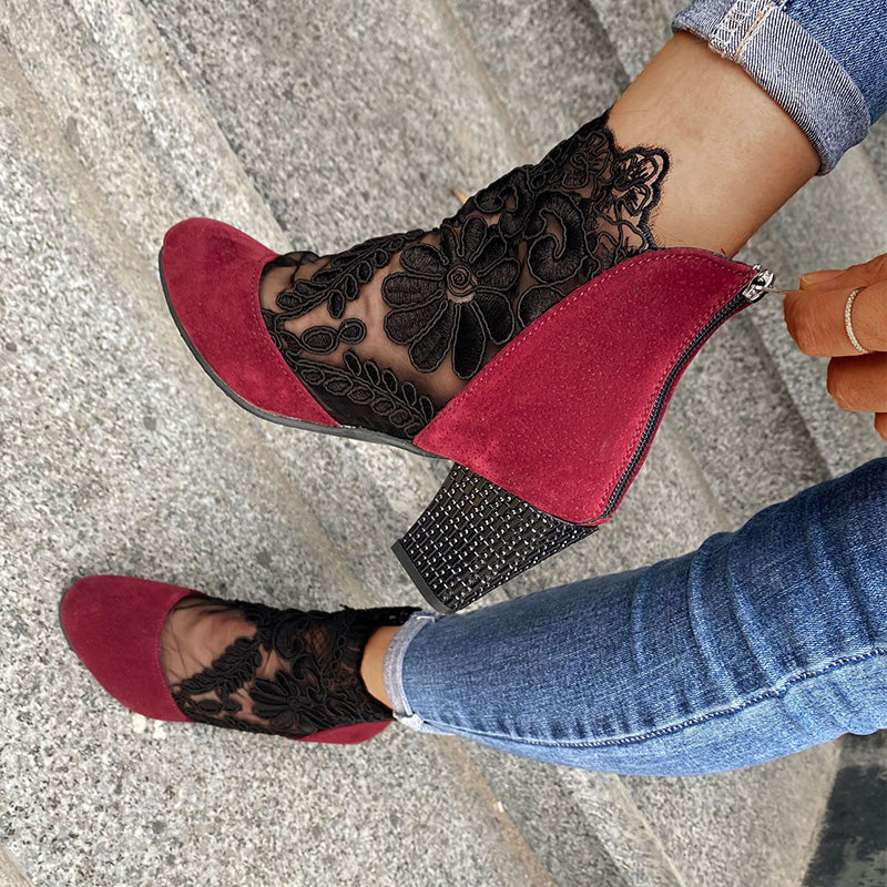 Julia | Botines elegantes de encaje con tacón