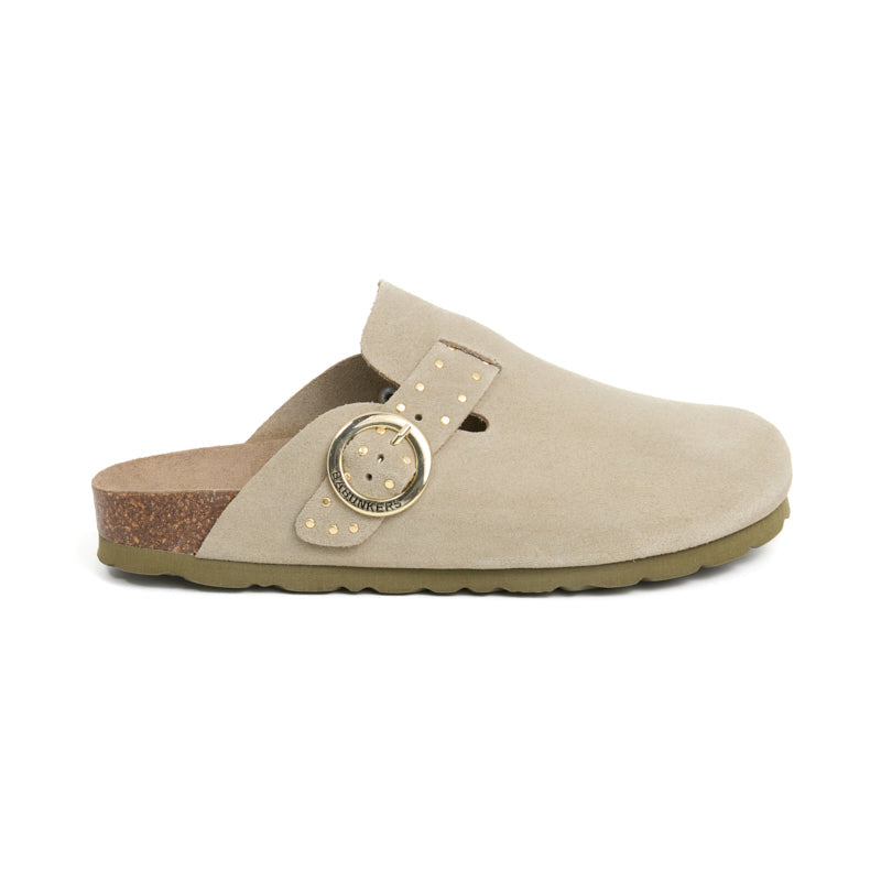Zueco Palermo Glam Ecru Kaki Mujer