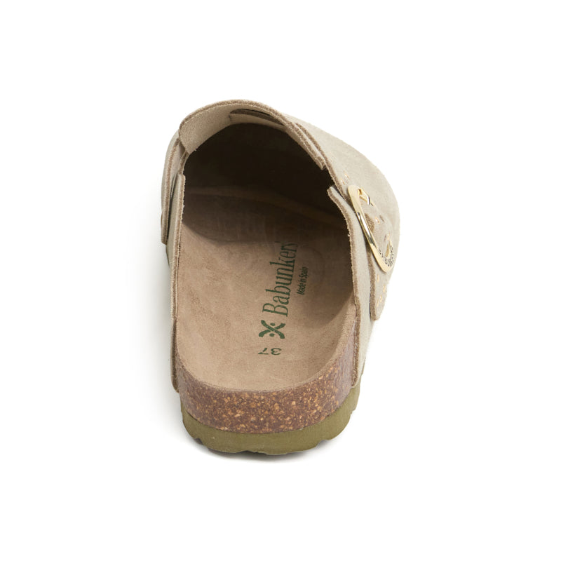 Zueco Palermo Glam Ecru Kaki Mujer