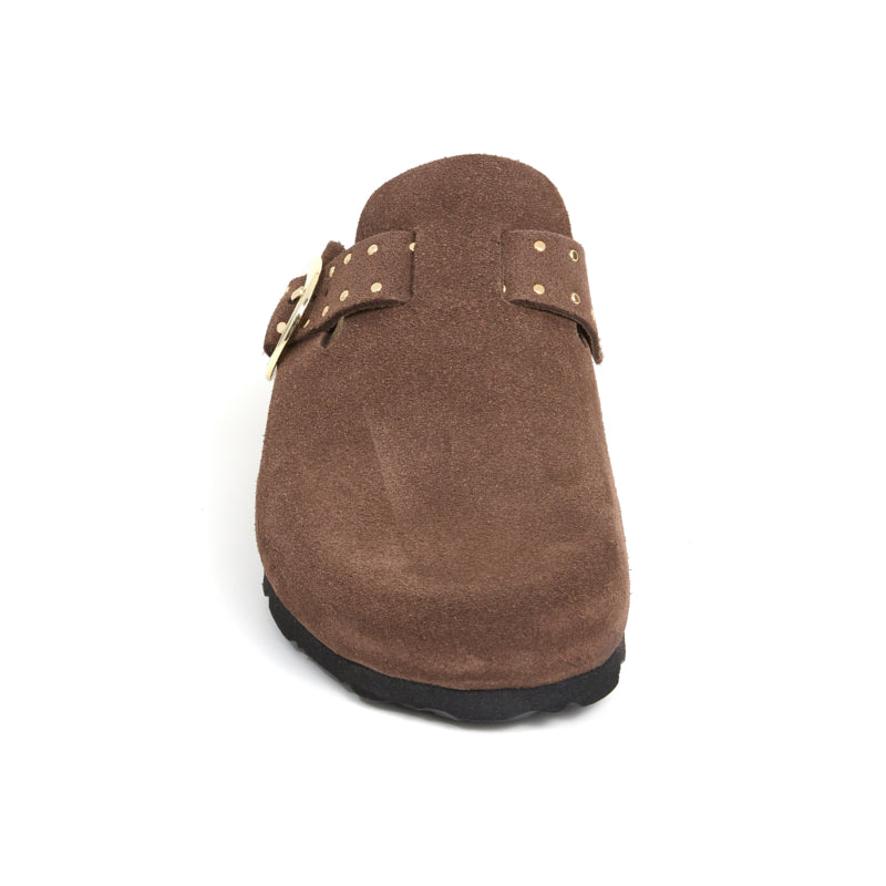 Zueco Palermo Glam Castaña Marrón Mujer