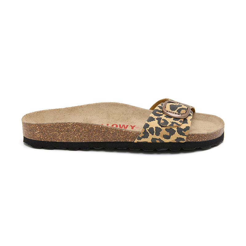 Sandalia Santa Mónica de leopardo marrón para mujer