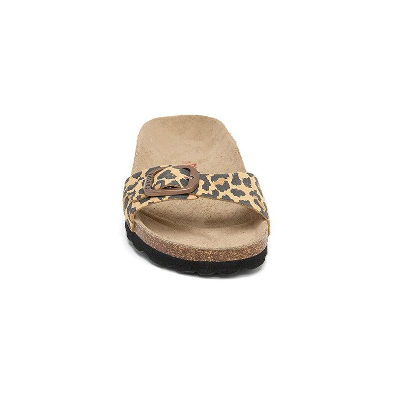 Sandalia Santa Mónica de leopardo marrón para mujer