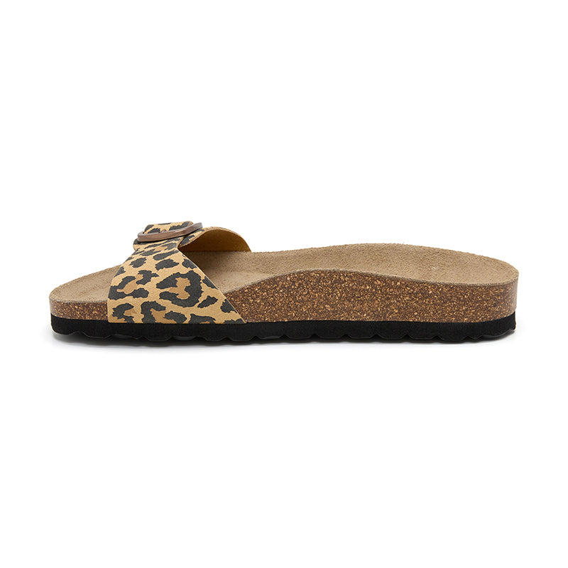 Sandalia Santa Mónica de leopardo marrón para mujer